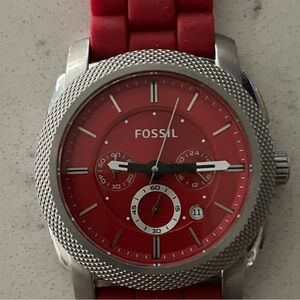 Fossil Silver and Red Men's Watch